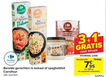Carrefour Bereide gerechten in bokaal of spaghettikit Carrefour aanbieding