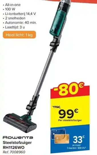 Carrefour Steelstofzuiger RH1126WO aanbieding