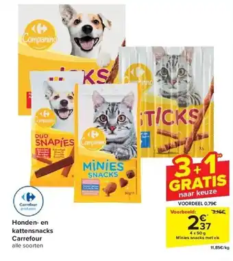 Carrefour Honden- en kattensnacks Carrefour aanbieding