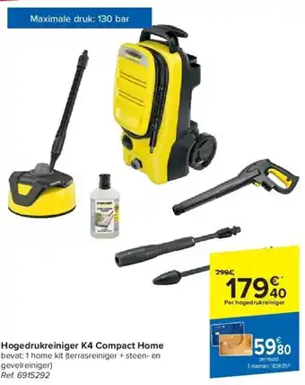 Carrefour Hogedrukreiniger K4 Compact Home aanbieding