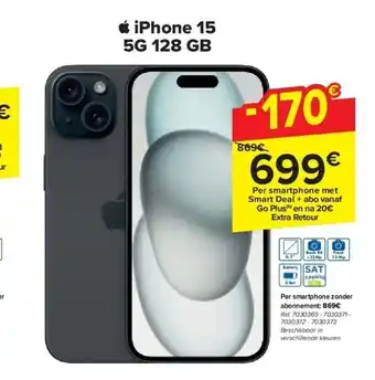 Carrefour iPhone 15 5G 128 GB aanbieding