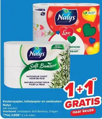 Carrefour Keukenpapier, toiletpapier en zakdoeken Nalys aanbieding