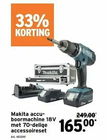 GAMMA Makita makita accuboormachine 18v met 70-delige accessoireset aanbieding