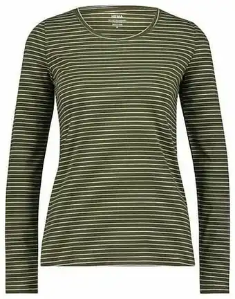 HEMA HEMA Dames T-shirt Smalle Streep Olijf (olijf) aanbieding