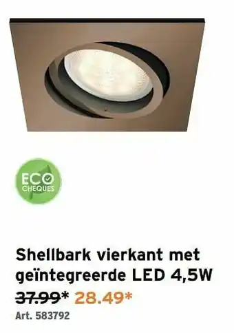 GAMMA Shellbark vierkant met geïntegreerde led 4,5w aanbieding