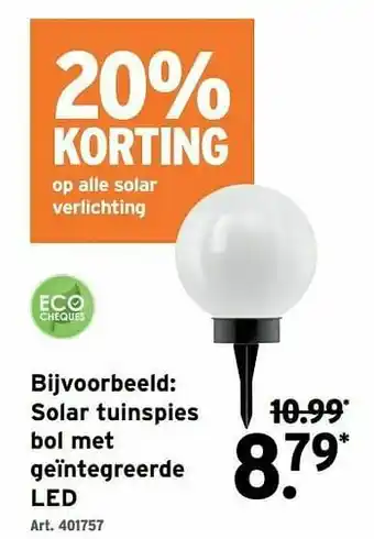 GAMMA Solar tuinspies bol met geïntegreerde led aanbieding