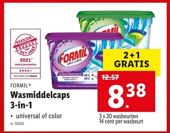 Lidl Formil Wasmiddelcaps 3-in-1 aanbieding