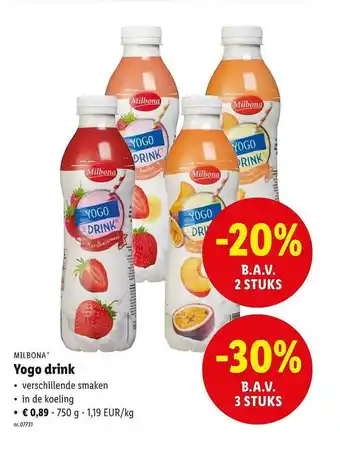 Lidl Milbona Yogo Drink aanbieding