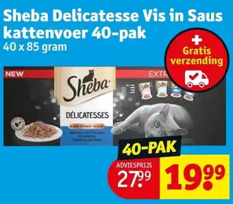 Kruidvat Sheba Delicatesse Vis in Saus kattenvoer 40-pak aanbieding
