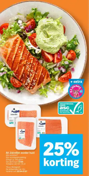 Albert Heijn AH Zalmfilet zonder huid aanbieding
