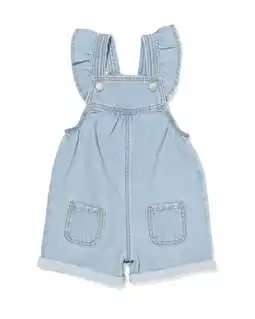HEMA HEMA Baby Tuinbroek Ruffle Denim Denim (denim) aanbieding