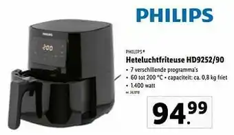 Lidl Philips heteluchtfriteuse hd9252-90 aanbieding