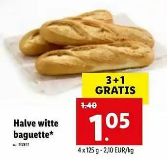 Halve witte baguette