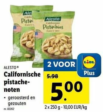 Lidl Californische pistachenoten aanbieding