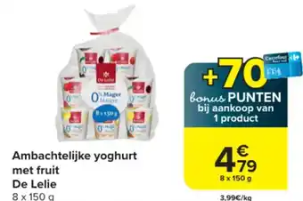 Carrefour Market De Lelie Ambachtelijke yoghurt met fruit 8 x 150g aanbieding