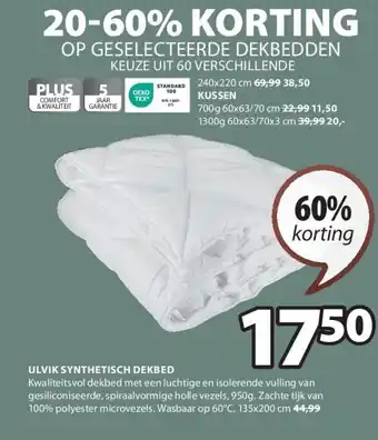 Jysk ULVIK SYNTHETISCH DEKBED aanbieding