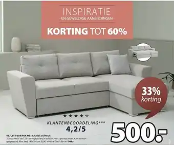 Jysk VEJLBY BEDBANK MET CHAISE LONGUE aanbieding