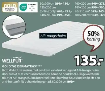 Jysk GOLD T65 DEKMATRAS aanbieding