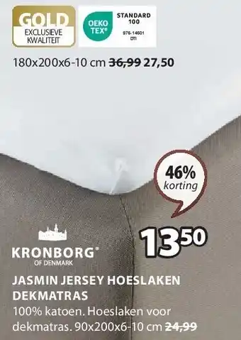 Jysk JASMIN JERSEY HOESLAKEN DEKMATRAS aanbieding