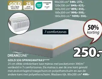 Jysk GOLD S30 SPRINGMATRAS aanbieding