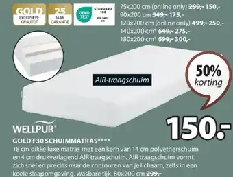 Jysk GOLD F30 SCHUIMMATRAS aanbieding