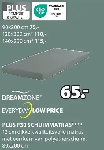 Jysk PLUS F30 SCHUIMMATRAS aanbieding