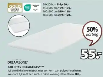 Jysk GOLD T15 DEKMATRAS aanbieding