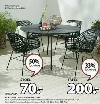 Jysk RANGSTRUP TAFEL + ILDERHUSE STOEL aanbieding