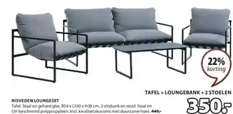 Jysk TAFEL + LOUNGEBANK + 2 STOELEN aanbieding