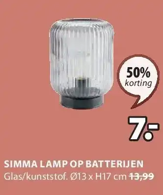 Jysk SIMMA LAMP OP BATTERIJEN aanbieding
