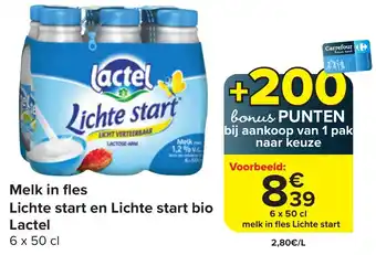 Melk in fles Lichte start en Lichte start bio Lactel 6 x 50 cl