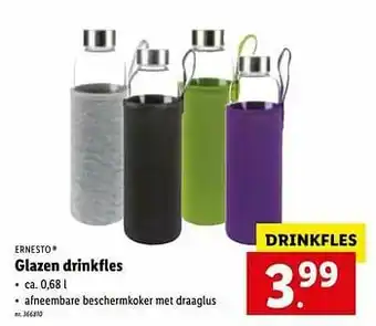 Lidl Glazen drinkfles aanbieding