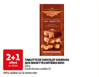 Auchan TABLETTE DE CHOCOLAT GIANDUJA AUX NOISETTES ENTIÈRES NOVI 130 g aanbieding