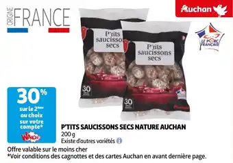 Auchan P'TITS SAUCISSONS SECS NATURE AUCHAN 200 g aanbieding
