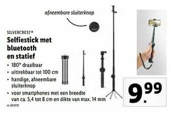 Lidl Selfiestick met bluetooth en statief aanbieding