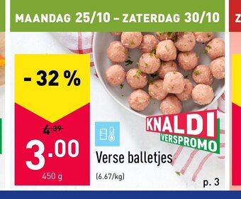ALDI Verse Balletjes 450g aanbieding