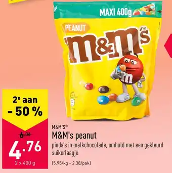 ALDI M&M's peanut 2 x 400g aanbieding