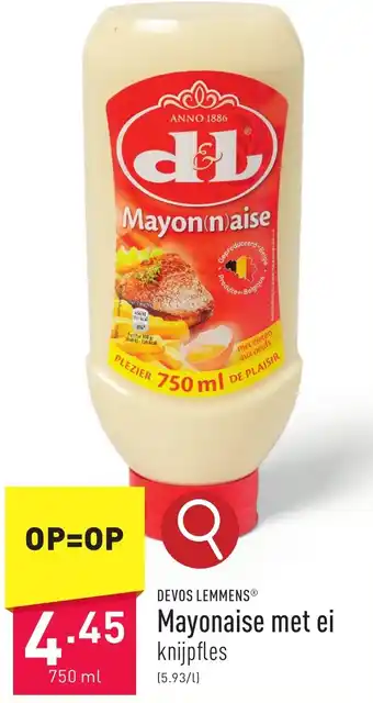 ALDI DEVOS LEMMENS Mayonaise met ei 750ml aanbieding