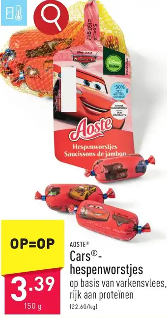ALDI AOSTE Cars Hespenworstjes 150g aanbieding