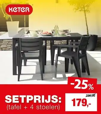 Hubo tafel + 4 stoelen aanbieding