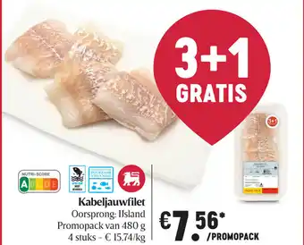 Delhaize Kabeljauwfilet 480g aanbieding