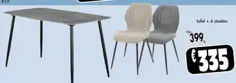 Budget Meubelen tafel + 4 stoelen aanbieding