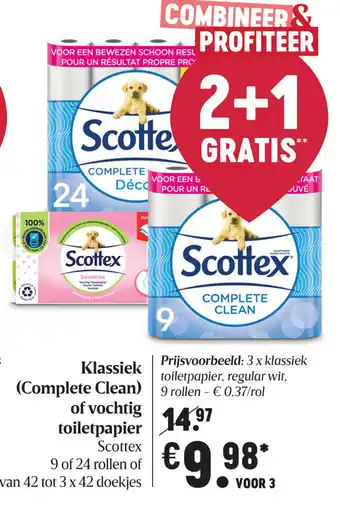 Delhaize Klassiek (Complete Clean) of vochrig toiletpapier aanbieding