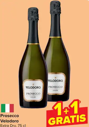 Carrefour Market Prosecco Velodoro Extra Dry, 75 cl aanbieding