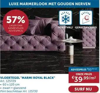 Zelfbouwmarkt VLOERTEGEL MARMI ROYAL BLACK  60 x 120 cm aanbieding