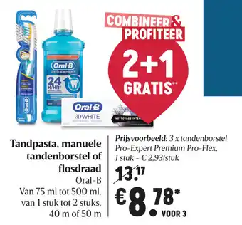 Delhaize Tandpasta, manuele tandenborstel of flosdraad aanbieding
