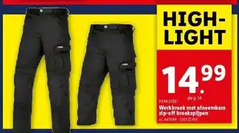 Lidl Werkbroek met afneembare zip-off broekspijpen aanbieding