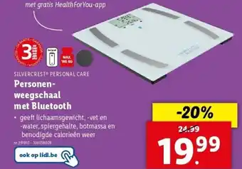 Lidl Personenweegschaal met Bluetooth aanbieding