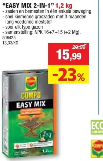 Hubo “EASY MIX 2-IN-1” 1,2 kg aanbieding