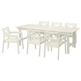 Bondholmen Tafel+6 leunstoelen, buiten, wit/beige